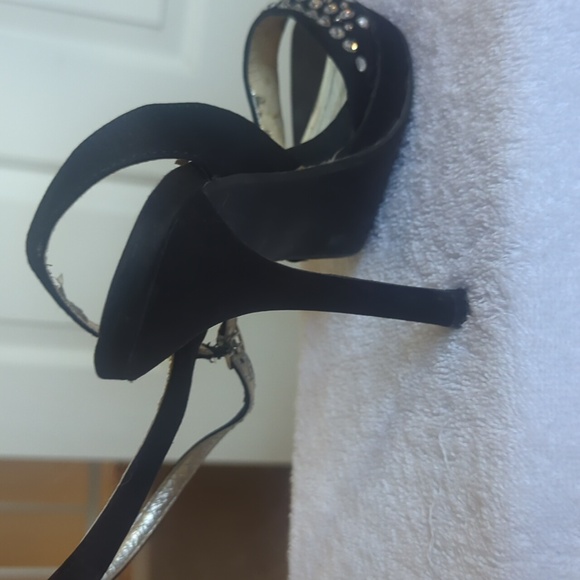 Sparkle Rhinestones Black Velvet High Heels size 7 - Picture 4 of 5